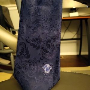 100% Athentic Like New Versace Tie-Navy Blue Paisley